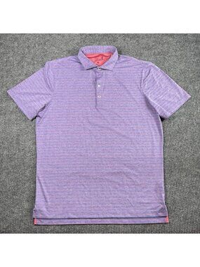 Johnnie-O Newton Polo Shirt Mens Large Purple Stripe Performance UPF 50 Golf